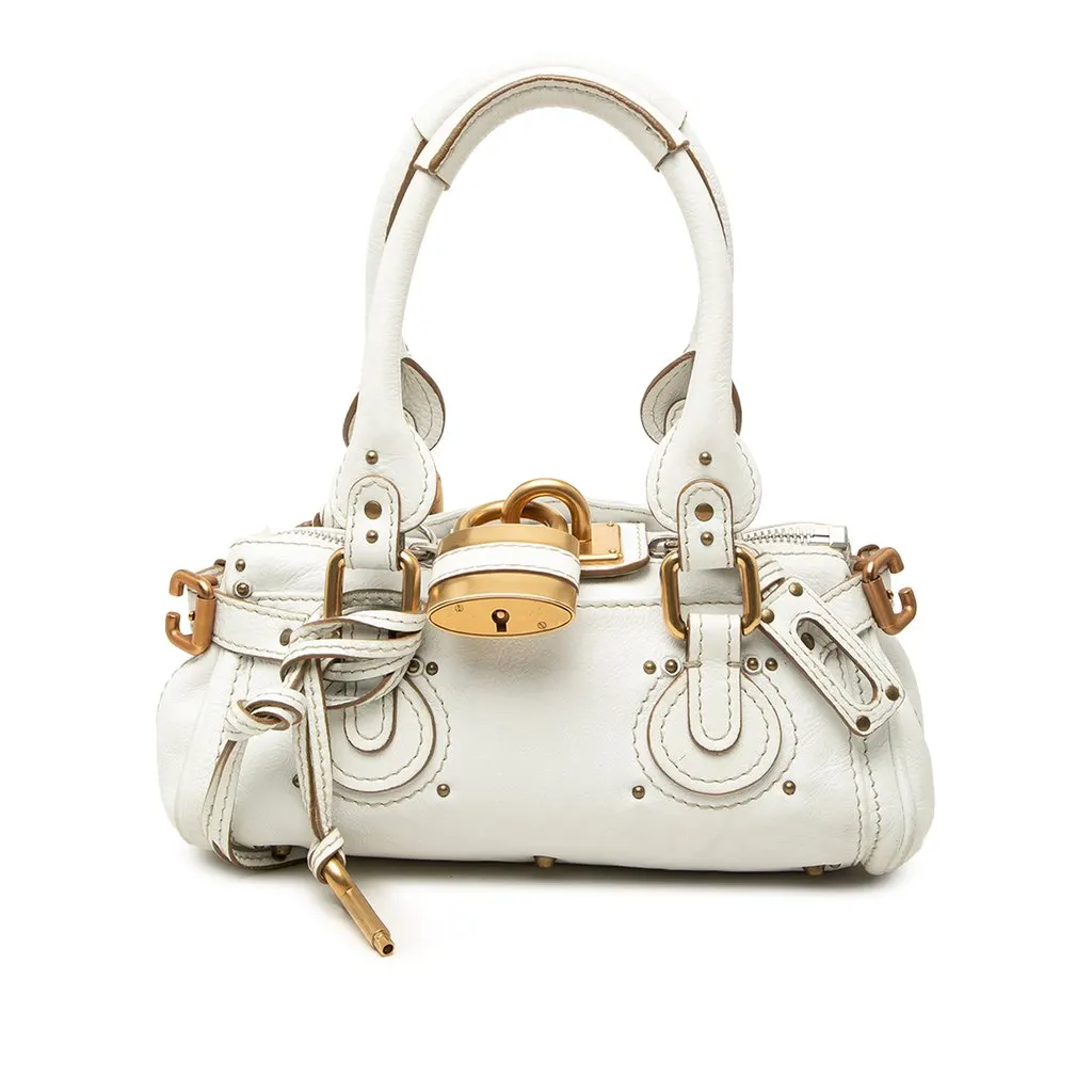 Chloé Mini Leather Paddington Handbag White Leather Good - Front View