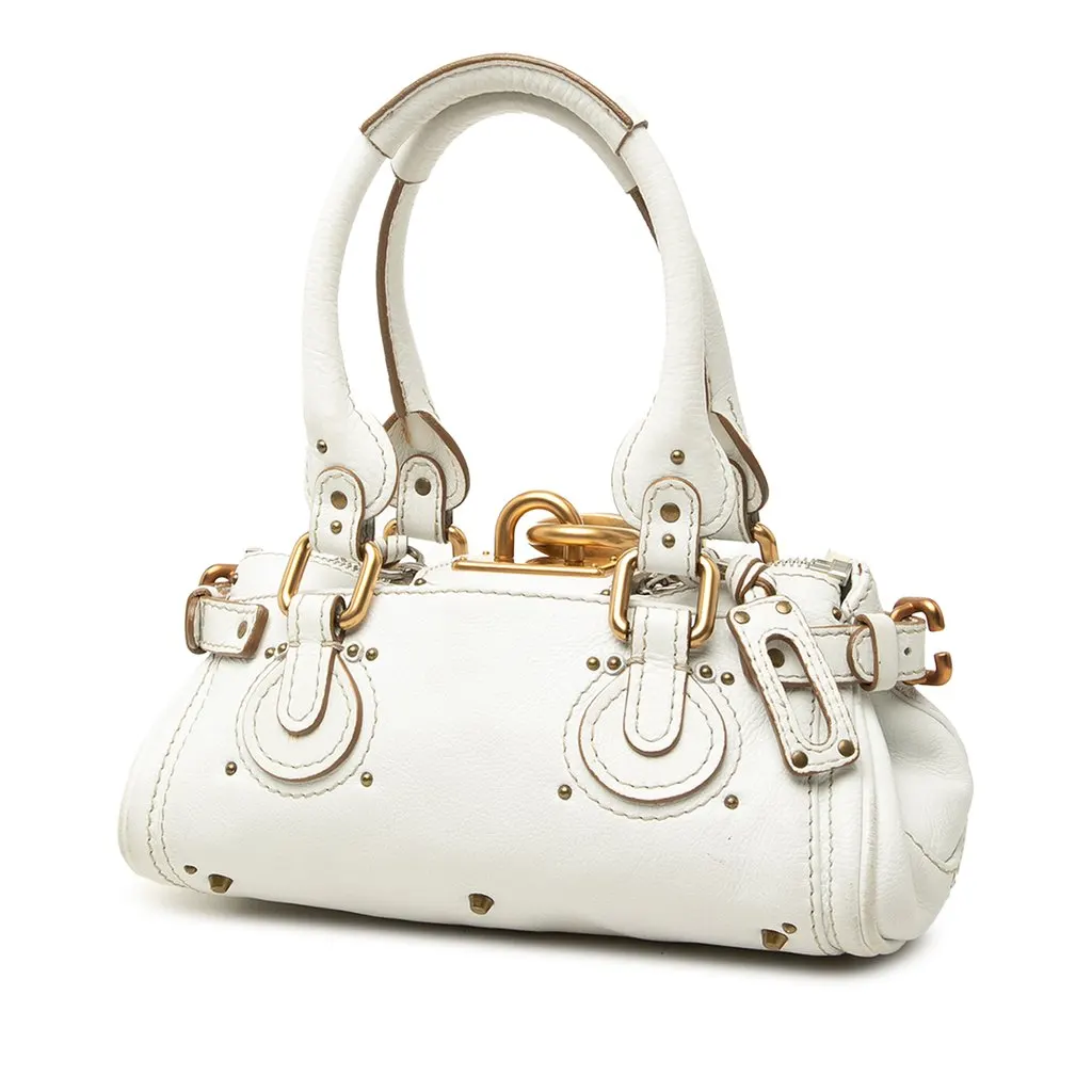 Chloé Mini Leather Paddington Handbag White Leather Good - Back View