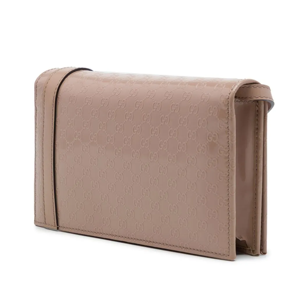 Gucci Patent Microguccissima Stirrup Crossbody Beige Leather Very good - Back View