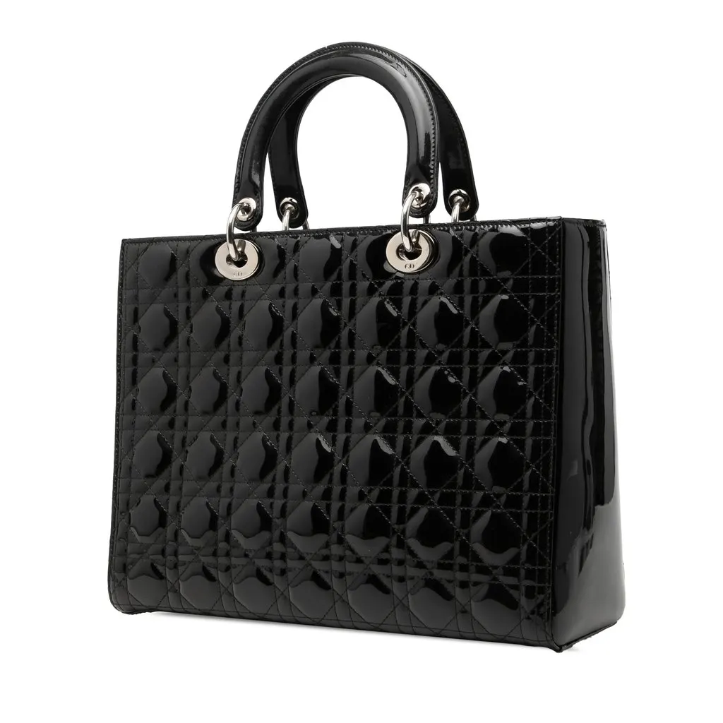 Dior Large Patent Cannage Lady Dior Black Leather Very good - Back View