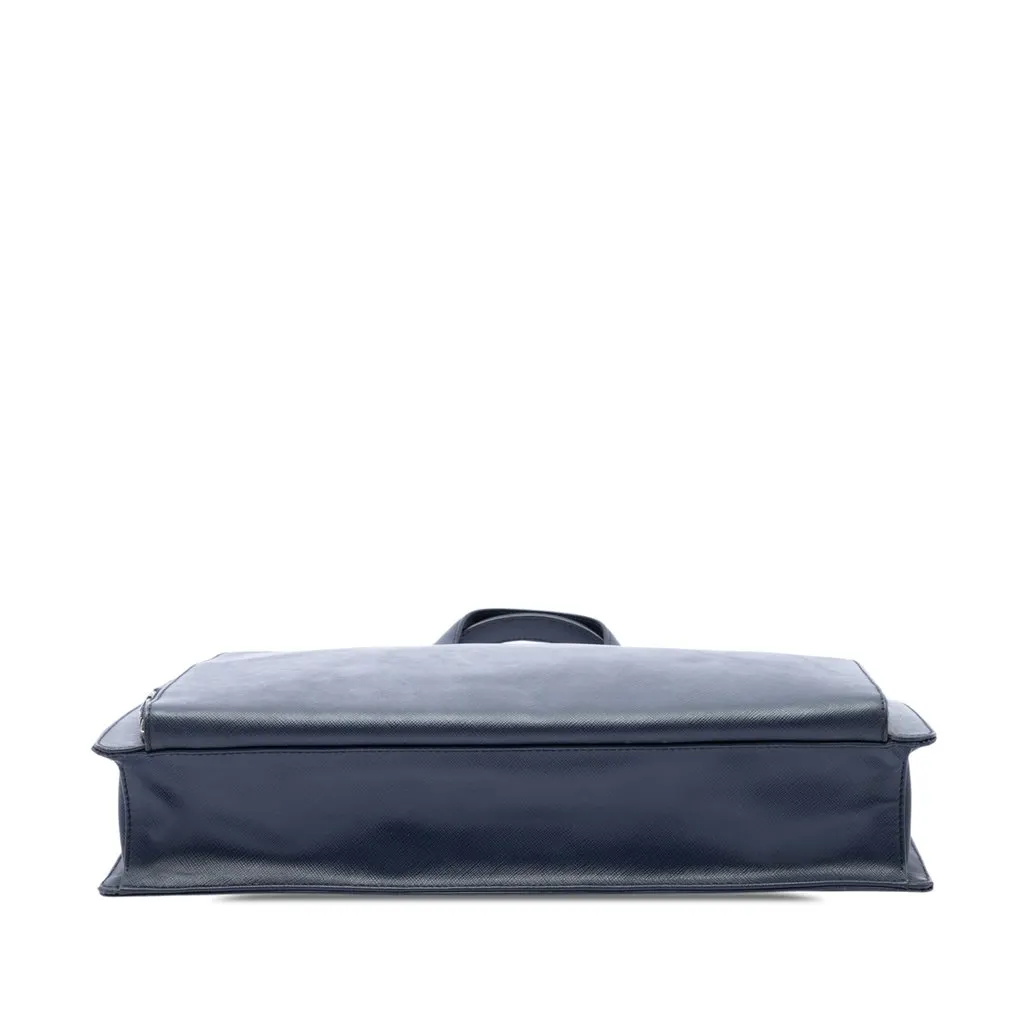 Prada Saffiano Business Bag Blue Leather Very good - Inside View
