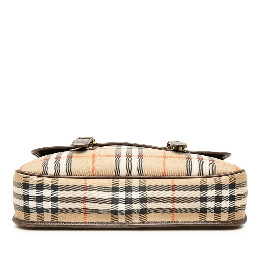Burberry Haymarket Check Canvas Business Bag Beige Canvas Good - Inside View