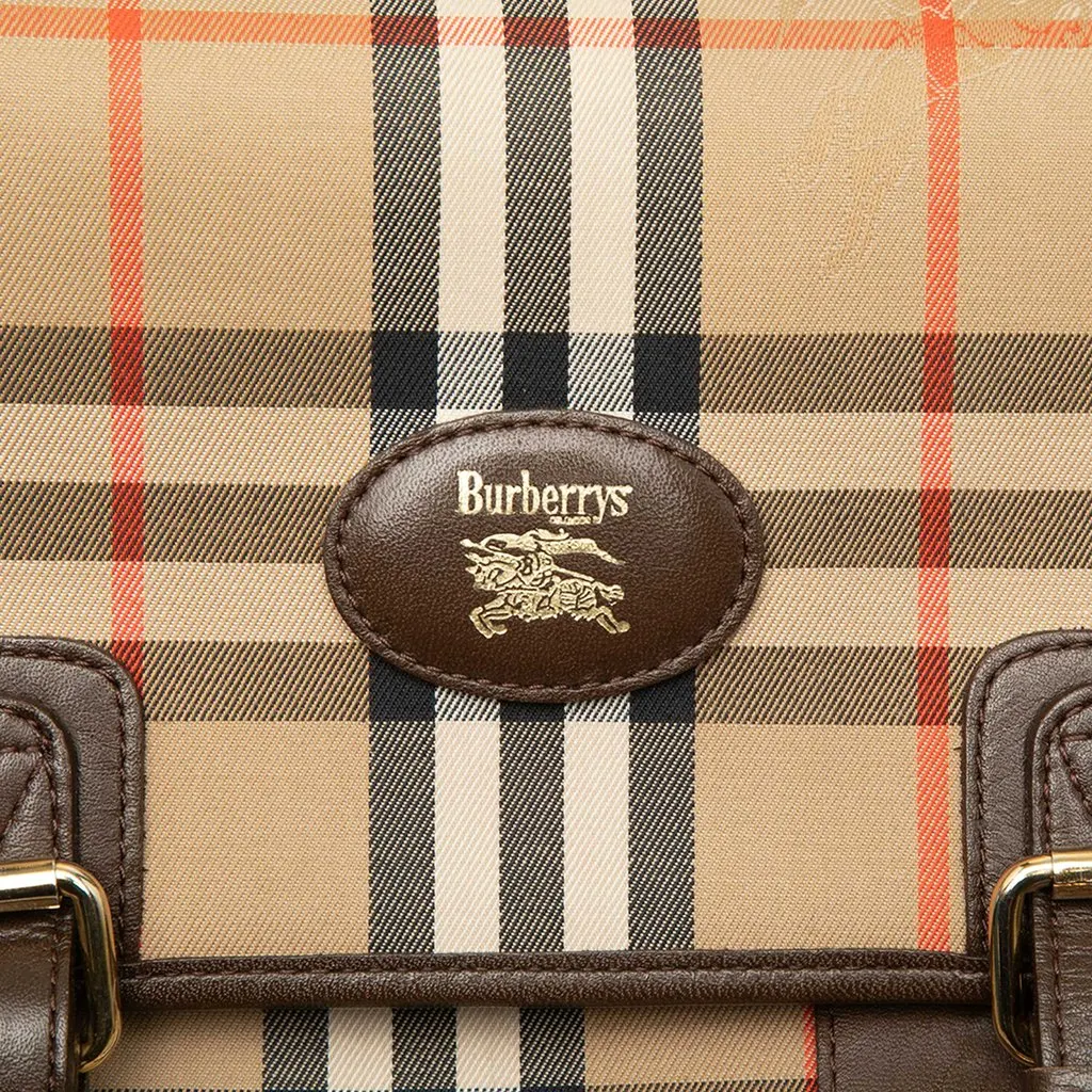 Burberry Haymarket Check Canvas Business Bag Beige Canvas Good - Box View