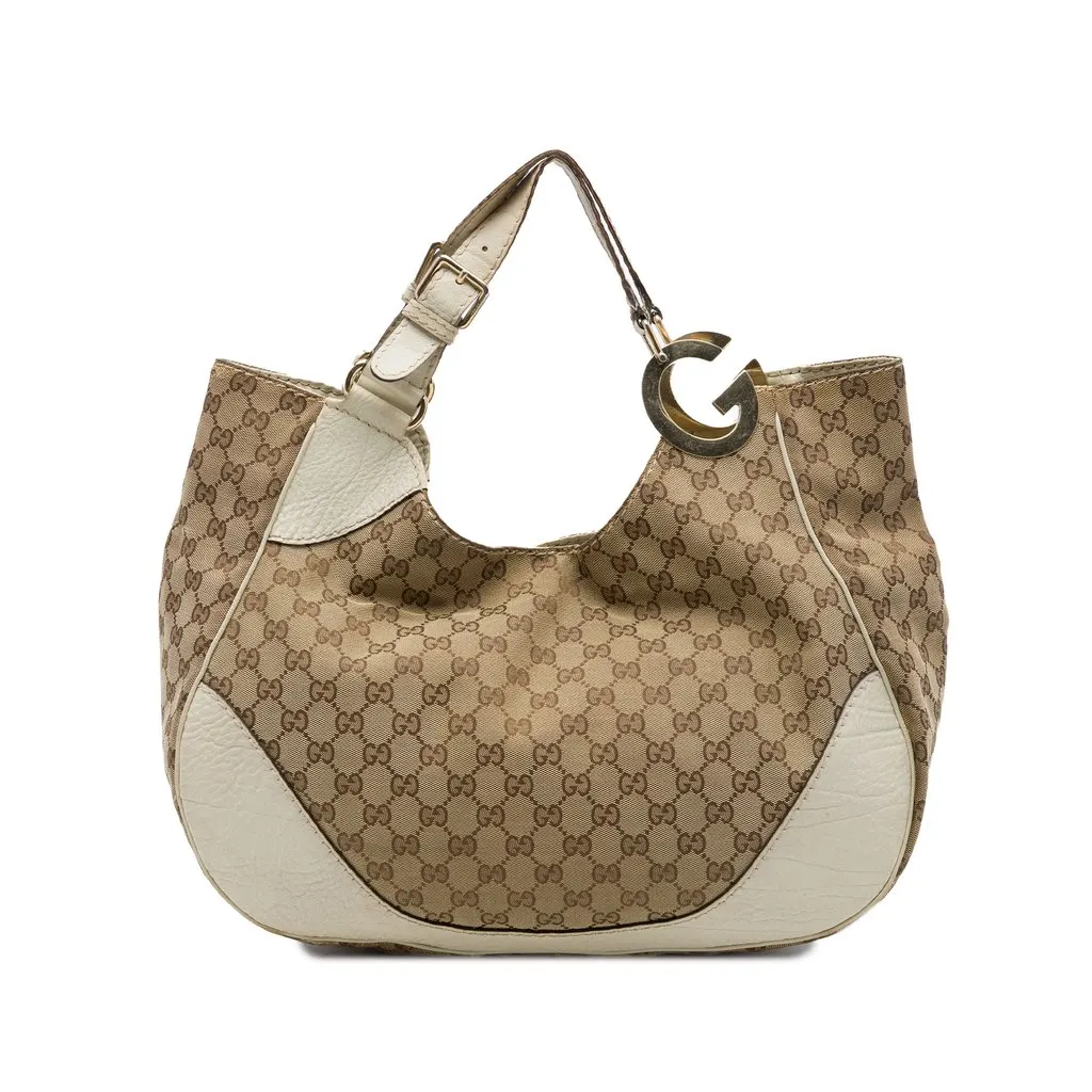 Gucci GG Canvas Charlotte Tote Beige Canvas Good - Front View