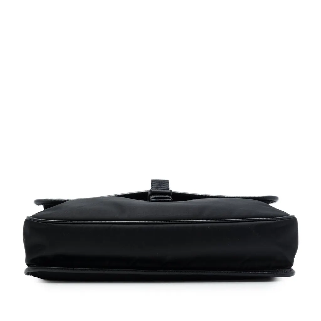 Prada Saffiano Trimmed Tessuto Buckle Messenger Bag Black Polyamide Good - Inside View
