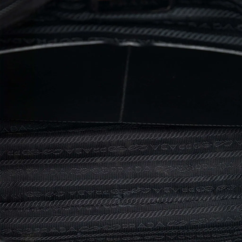 Prada Saffiano Trimmed Tessuto Buckle Messenger Bag Black Polyamide Good - Model View