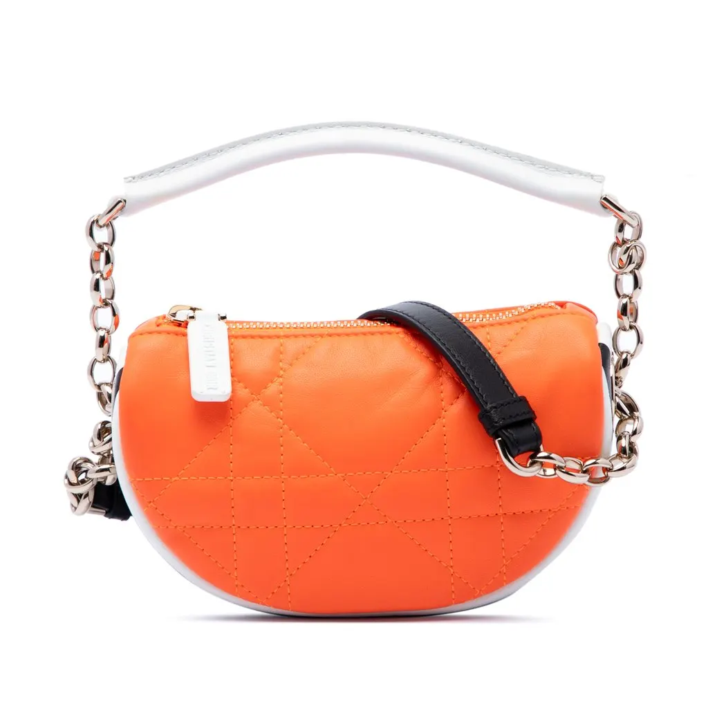 Dior Micro Lambskin Cannage Dior Vibe Hobo Orange Leather Very good - Front View