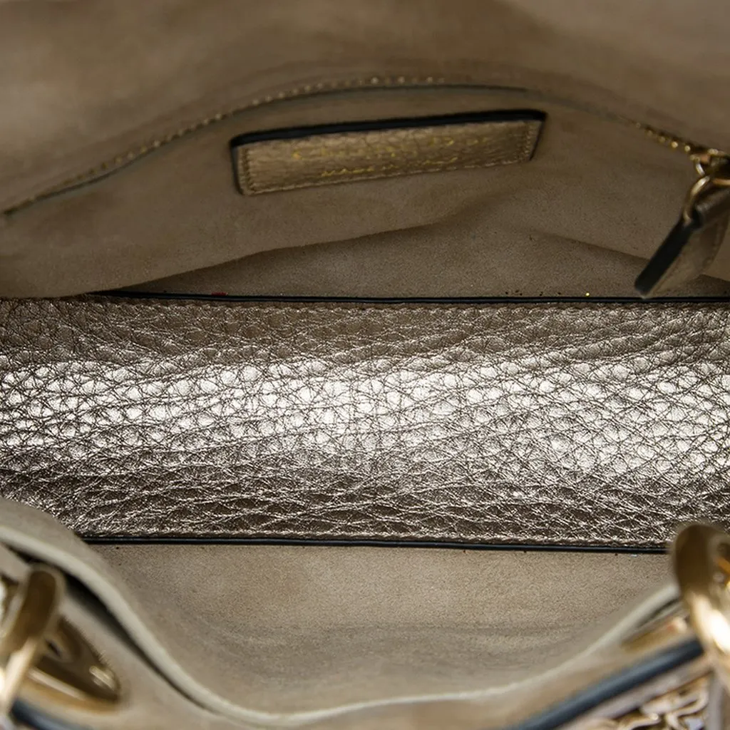 Dior Mini Metallic Crinkled Lambskin Cannage Lady Dior Silver Leather Very good - Model View