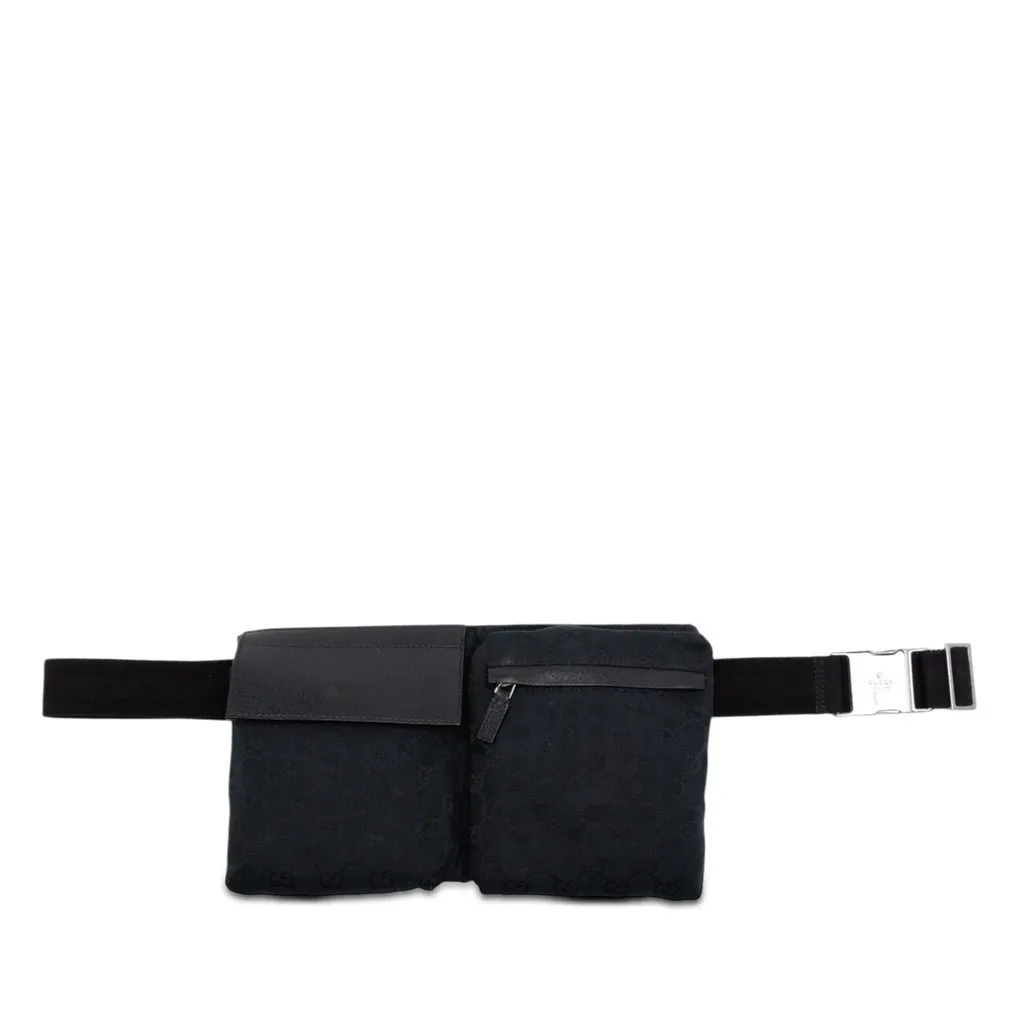 Gucci GG Canvas Double Pocket Belt Bag Blue Very good - Front View