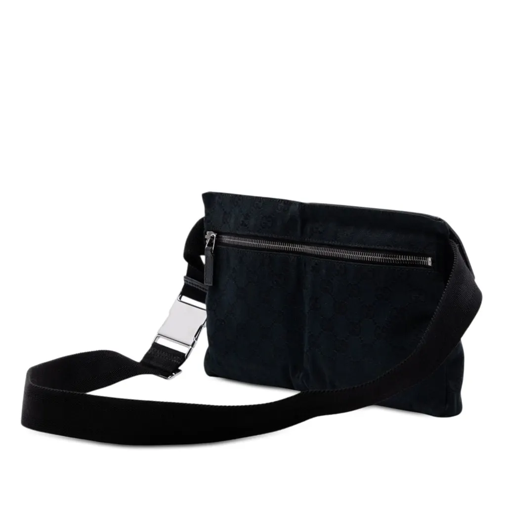 Gucci GG Canvas Double Pocket Belt Bag Blue Very good - Back View