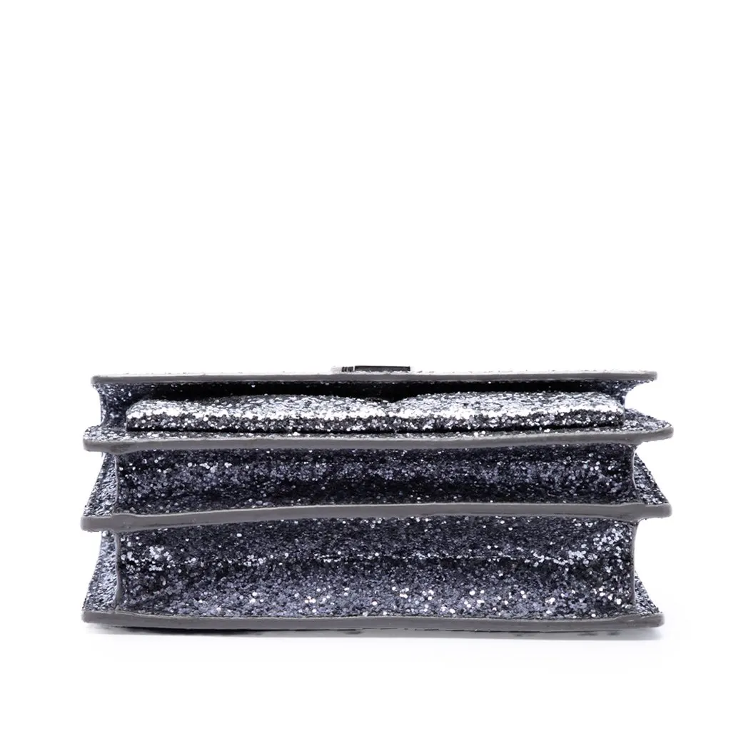 Saint Laurent Small Glitter Leather Monogram Sunset Crossbody Silver Leather Very good - Inside View