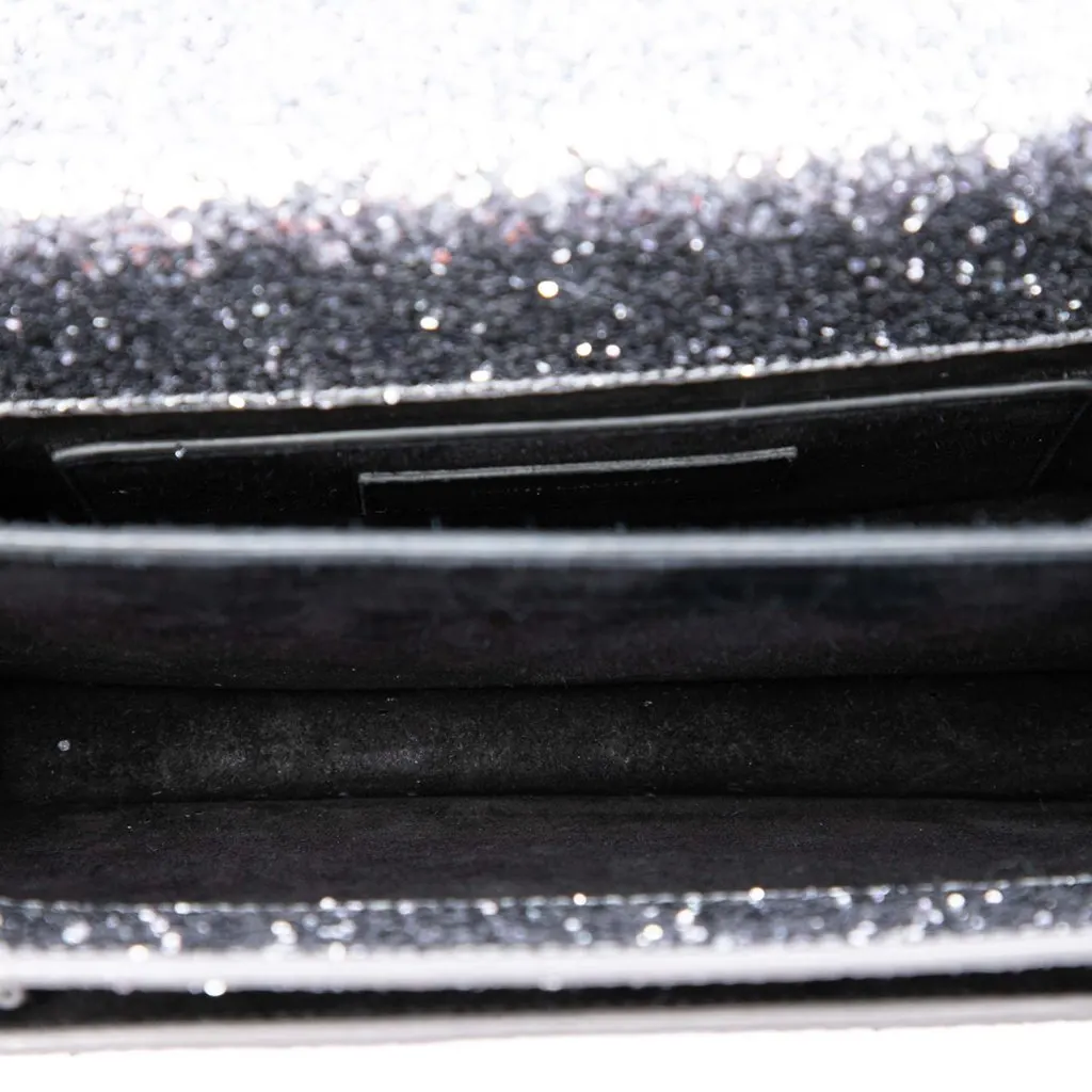 Saint Laurent Small Glitter Leather Monogram Sunset Crossbody Silver Leather Very good - Model View