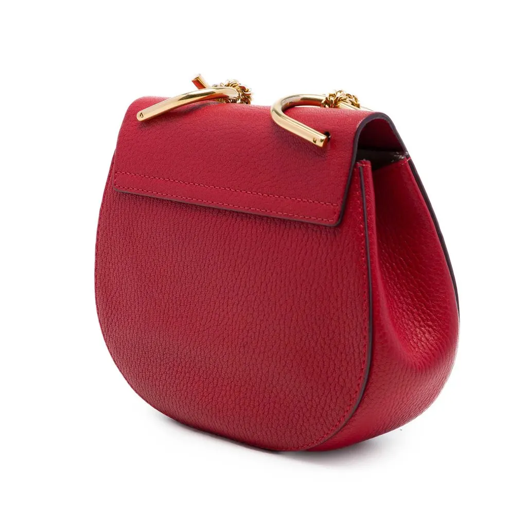 Chloé Mini Leather Drew Crossbody Red Leather Good - Back View