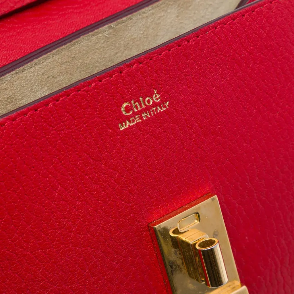 Chloé Mini Leather Drew Crossbody Red Leather Good - Box View