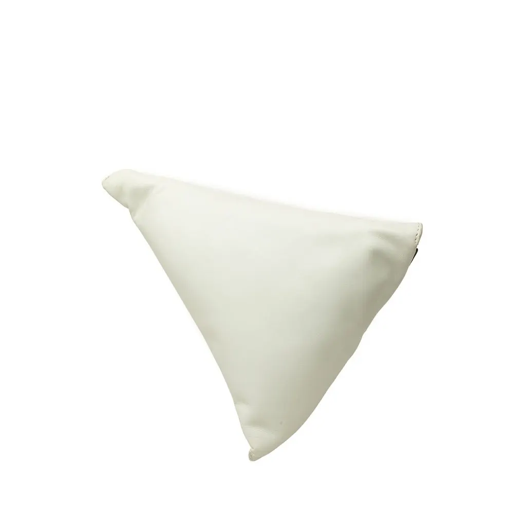 Loewe Calfskin Wedge Bow Triangular Clutch White Leather Very good - Back View