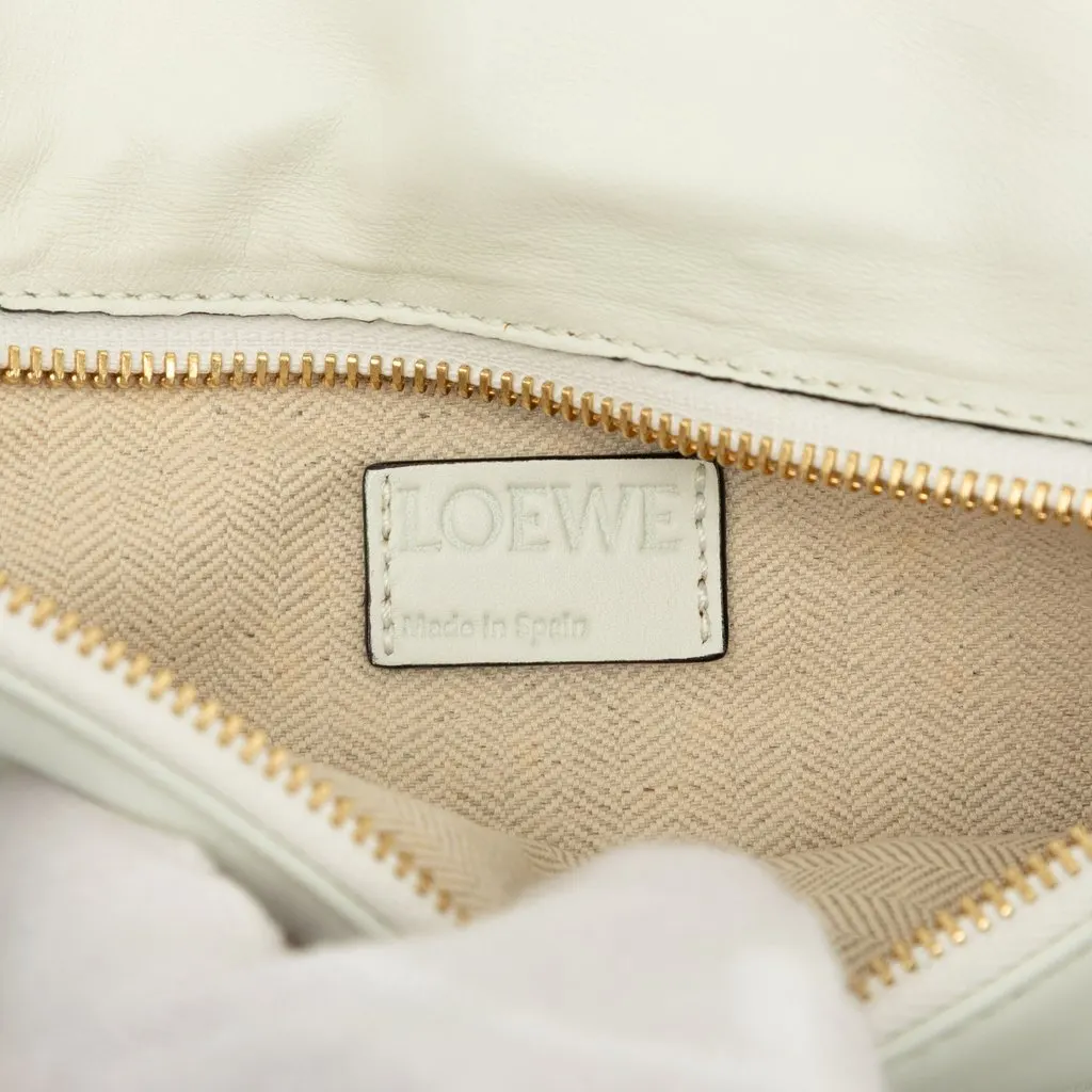Loewe Calfskin Wedge Bow Triangular Clutch White Leather Very good - Box View