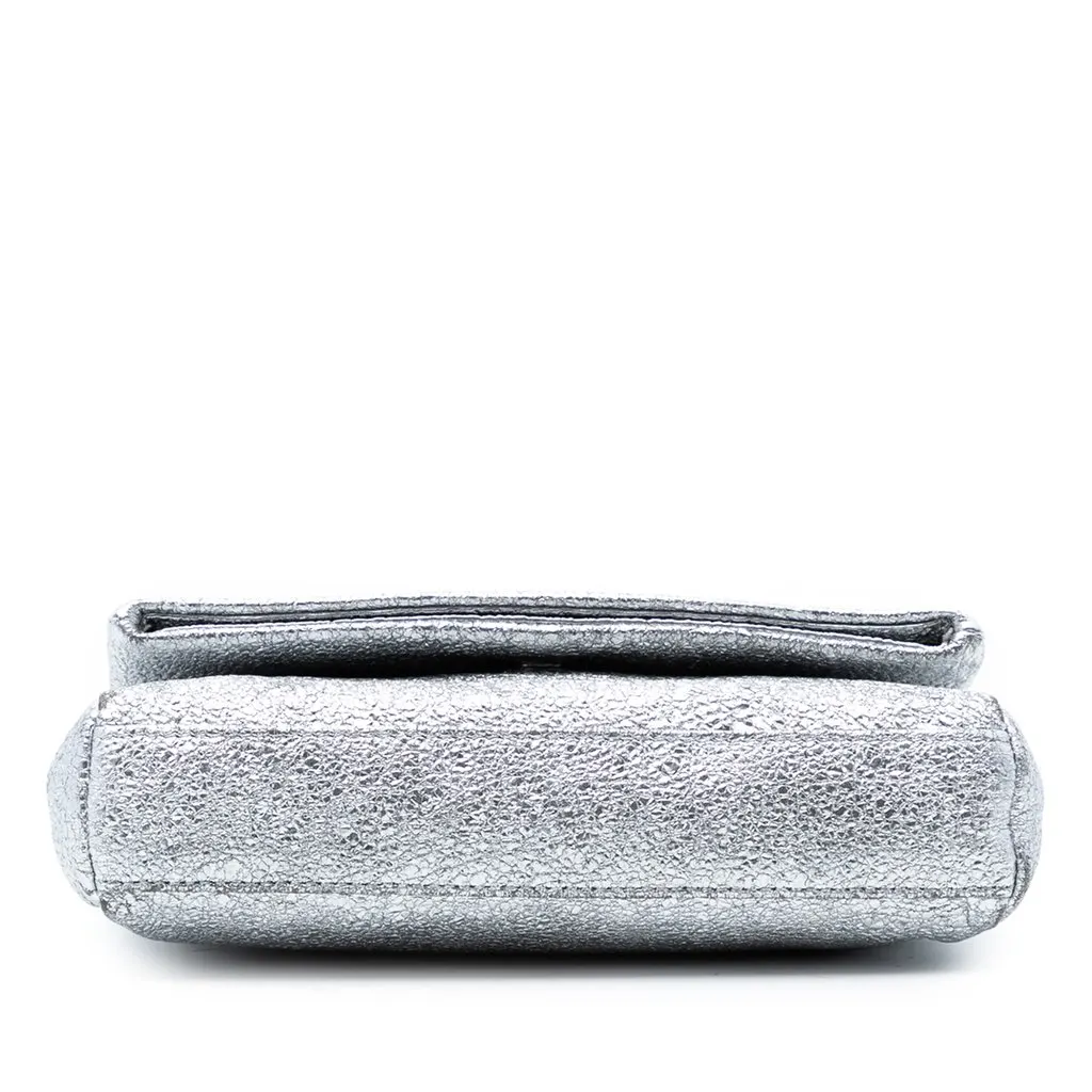 Saint Laurent Toy Metallic Crackled Calfskin Monogram West Hollywood Crossbody Silver Leather Very good - Inside View