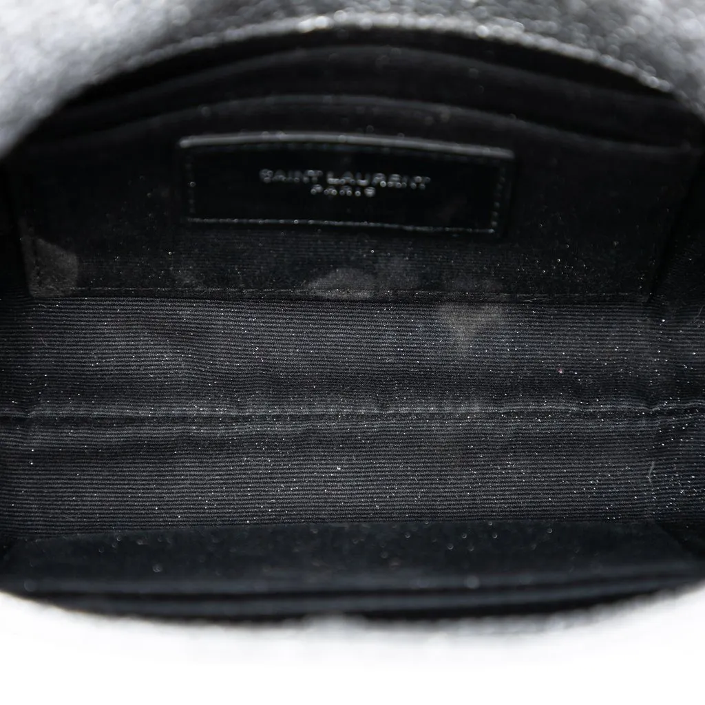 Saint Laurent Toy Metallic Crackled Calfskin Monogram West Hollywood Crossbody Silver Leather Very good - Model View