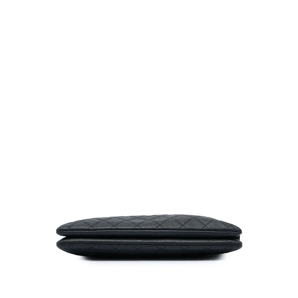 Chanel Quilted Caviar Boy O Case Zip Clutch Black Leather Very good - Inside View
