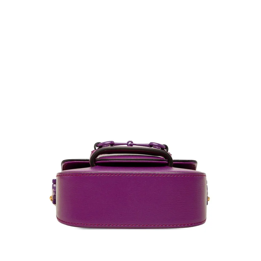 Gucci Mini Calfskin Horsebit 1955 Web Satchel Purple Leather Very good - Inside View
