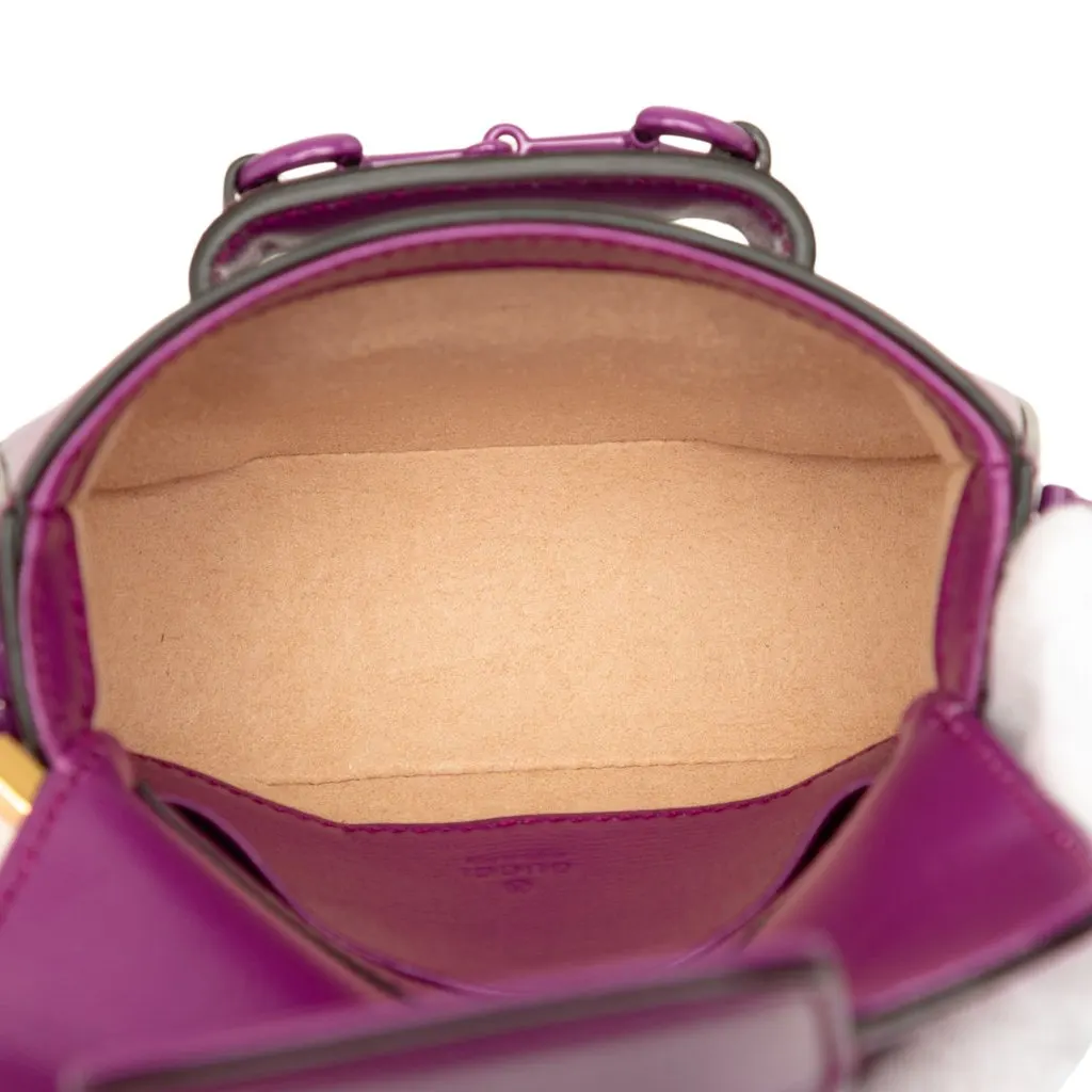 Gucci Mini Calfskin Horsebit 1955 Web Satchel Purple Leather Very good - Model View