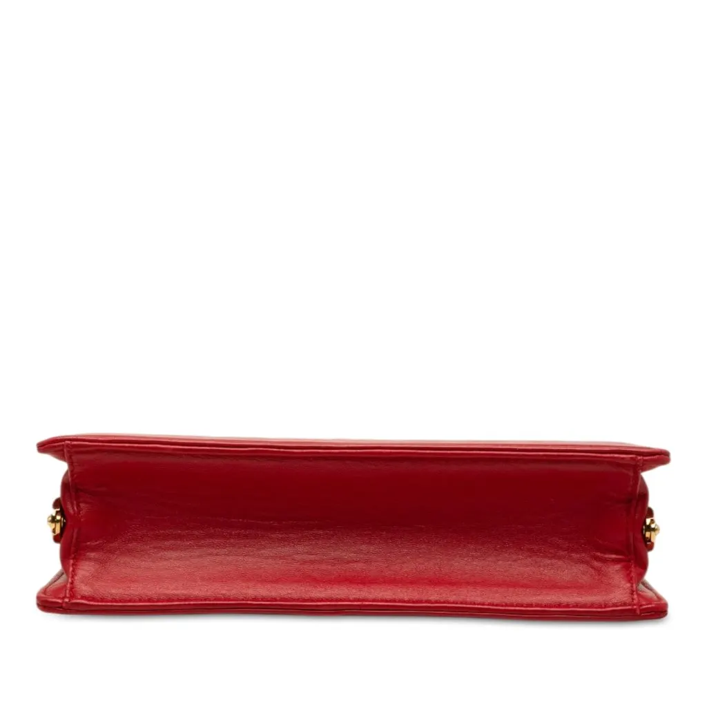 Miu Miu Matelasse Lambskin Kiss Lock Solitaire Satchel Red Leather Very good - Inside View