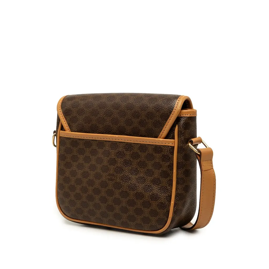 Celine Macadam Coated Canvas Crossbody Brown Canvas Good - Back View
