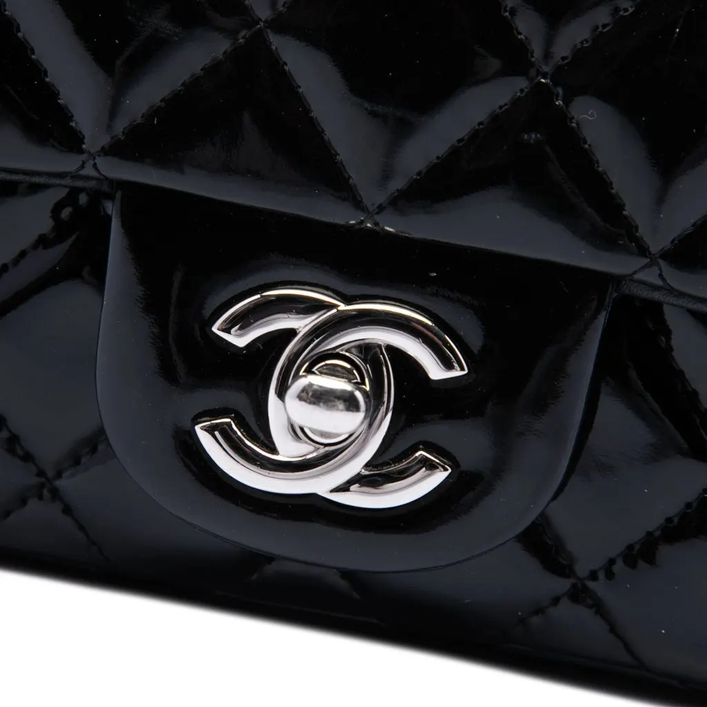 Chanel Extra Mini Rectangular Classic Patent Single Flap Black Leather Good - Box View