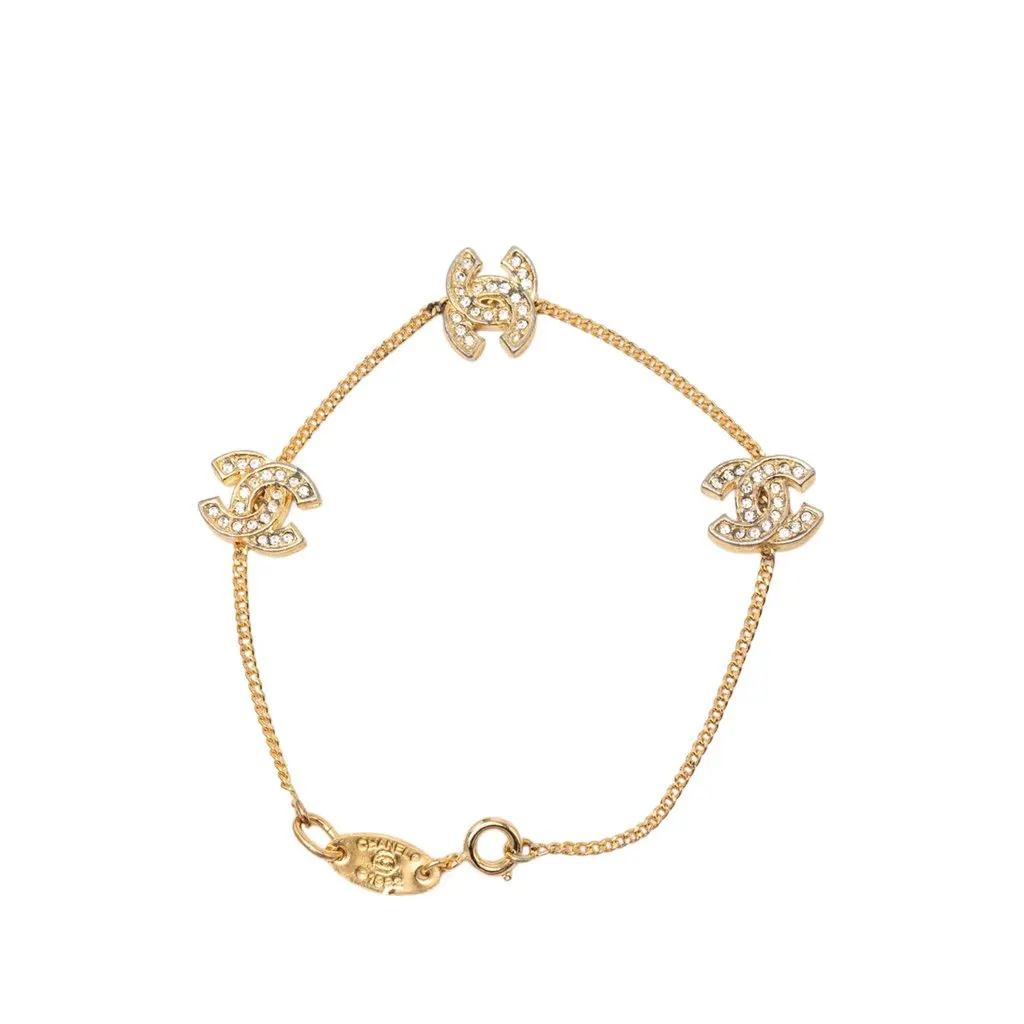 Chanel CC Gold Plated Strass Charm Bracelet Gold Metal Very good - Inside View