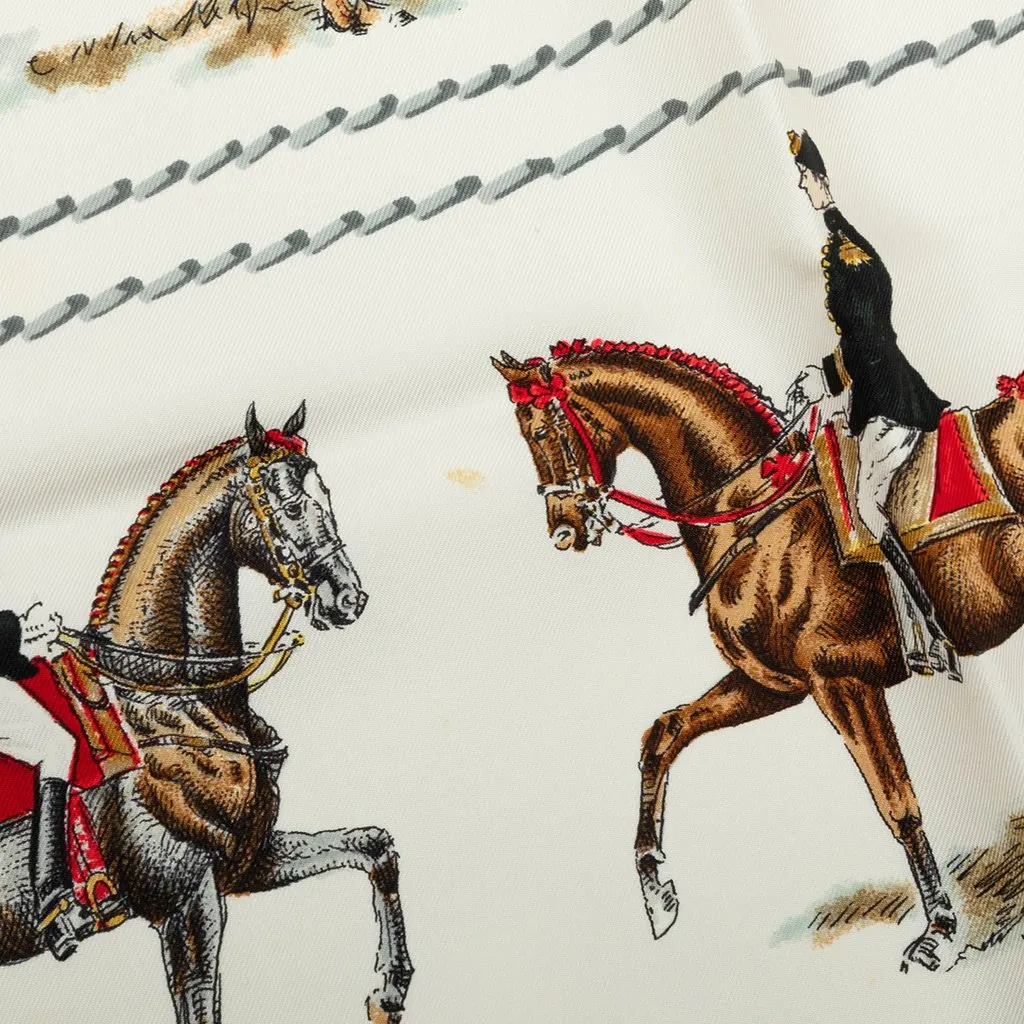 Hermès Cadre Noir Silk Scarf 90 White Silk Good - Box View
