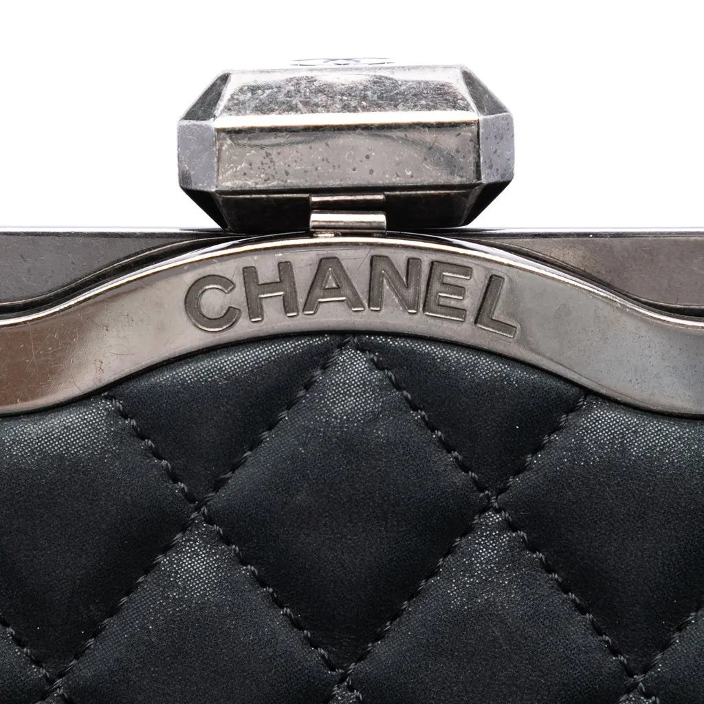 Chanel Quilted Iridescent Calfskin Chic Quilt Frame Satchel Black Leather Very good - Box View