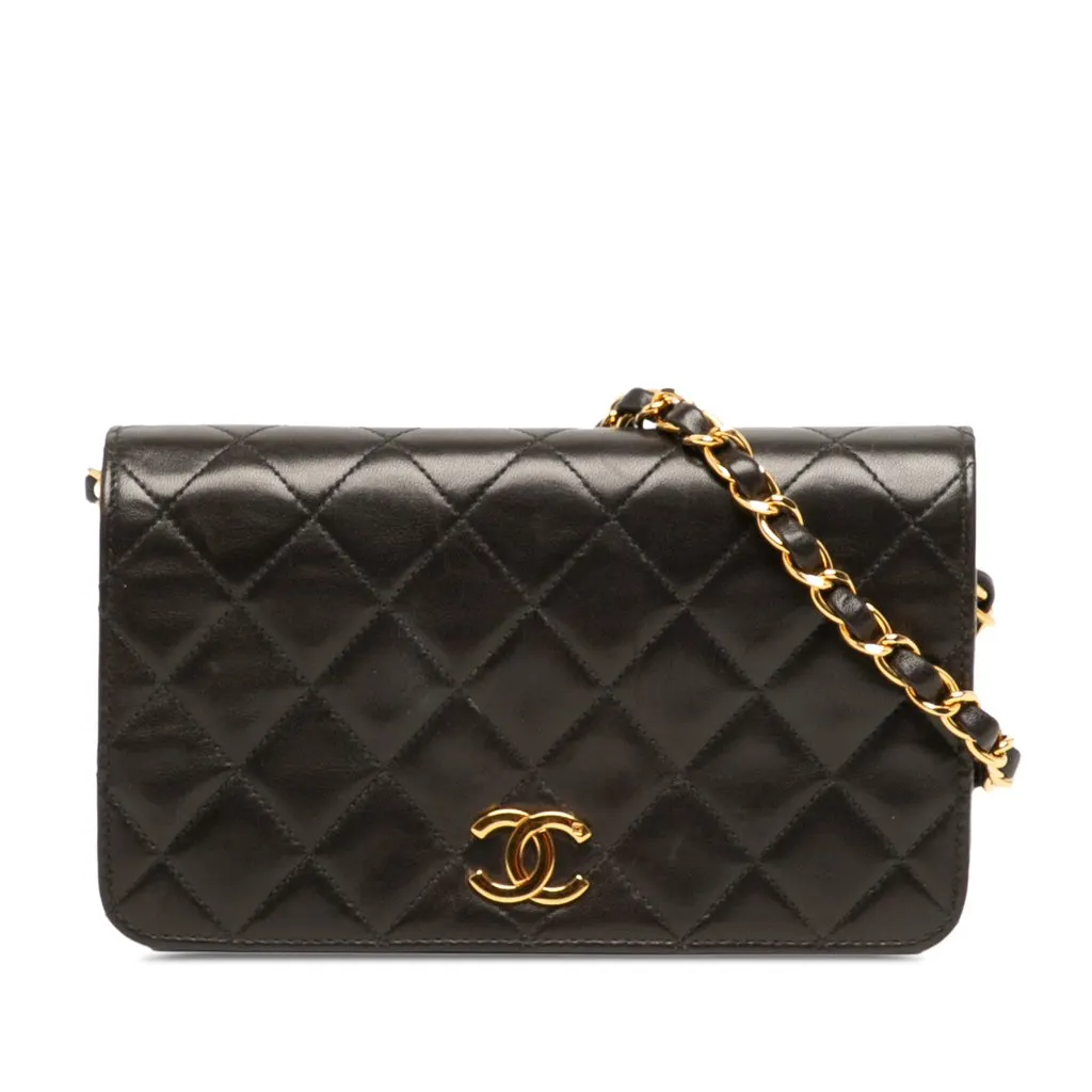 Chanel Mini CC Quilted Lambskin Full Flap Black Leather Very good - Front View