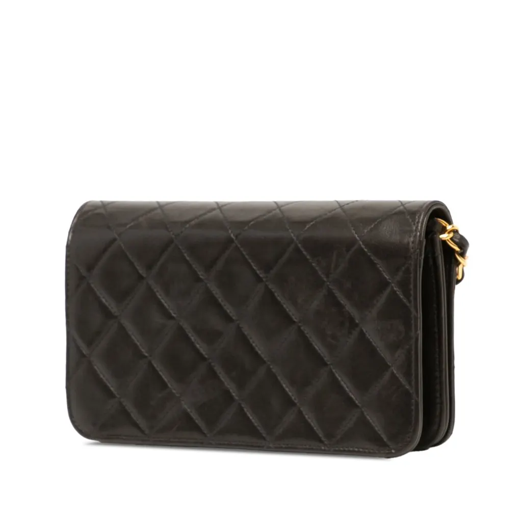 Chanel Mini CC Quilted Lambskin Full Flap Black Leather Very good - Back View