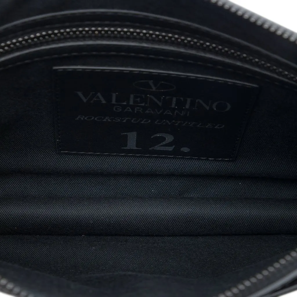 Valentino Leather Rockstud Untitled Wristlet Clutch Black Leather Very good - Model View