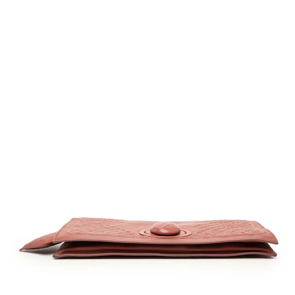 Bottega Veneta Nappa Embossed Intrecciato Turn Lock Clutch Brown Leather Very good - Inside View