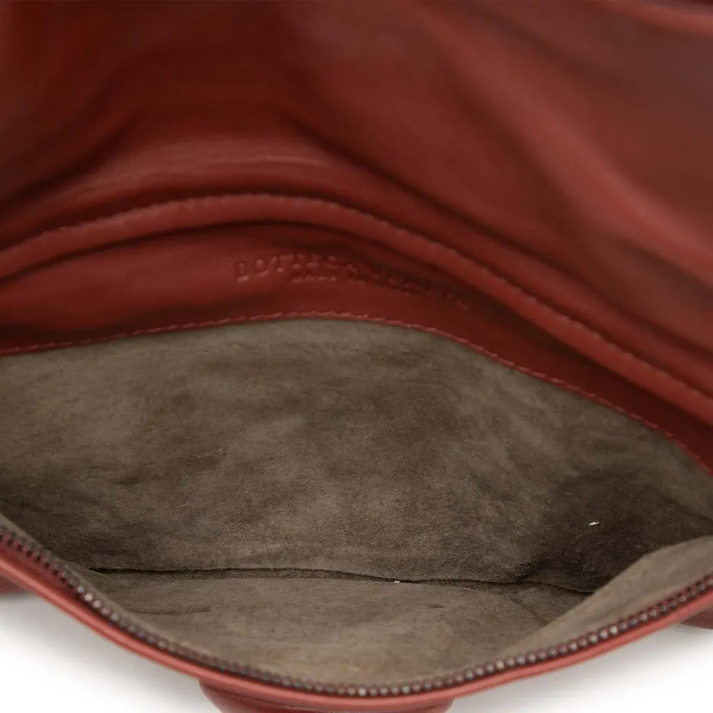 Bottega Veneta Nappa Embossed Intrecciato Turn Lock Clutch Brown Leather Very good - Model View