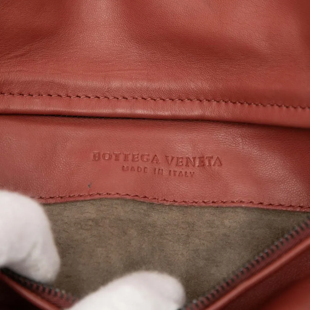 Bottega Veneta Nappa Embossed Intrecciato Turn Lock Clutch Brown Leather Very good - Box View