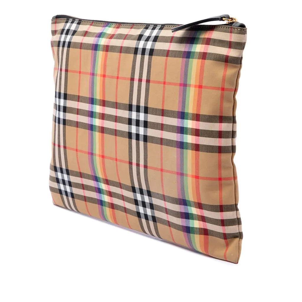 Burberry House Check Canvas Rainbow Clutch Beige Canvas Very good - Back View