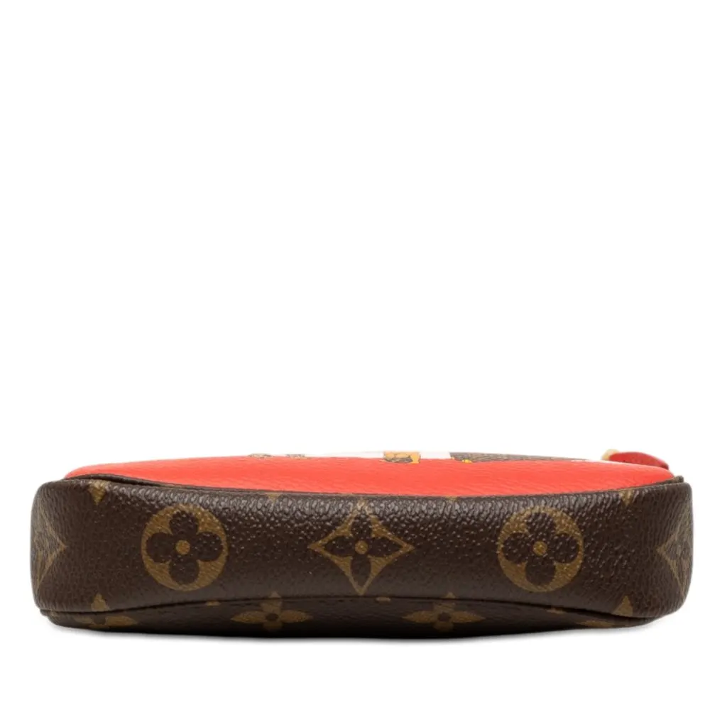 Louis Vuitton Monogram Cats Christmas Animation Mini Pochette Accessories Brown Very good - Inside View
