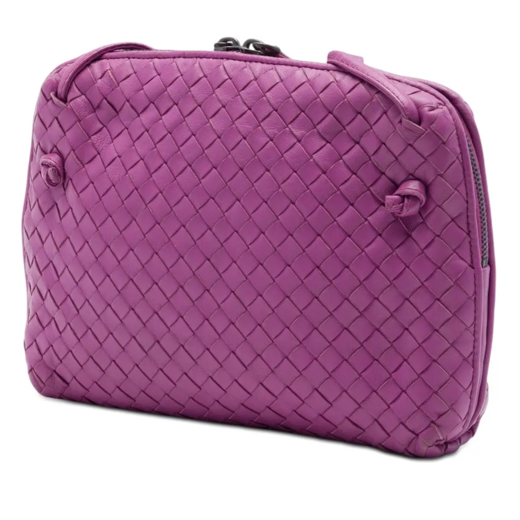 Bottega Veneta Nappa Intrecciato Nodini Crossbody Purple Leather Very good - Back View
