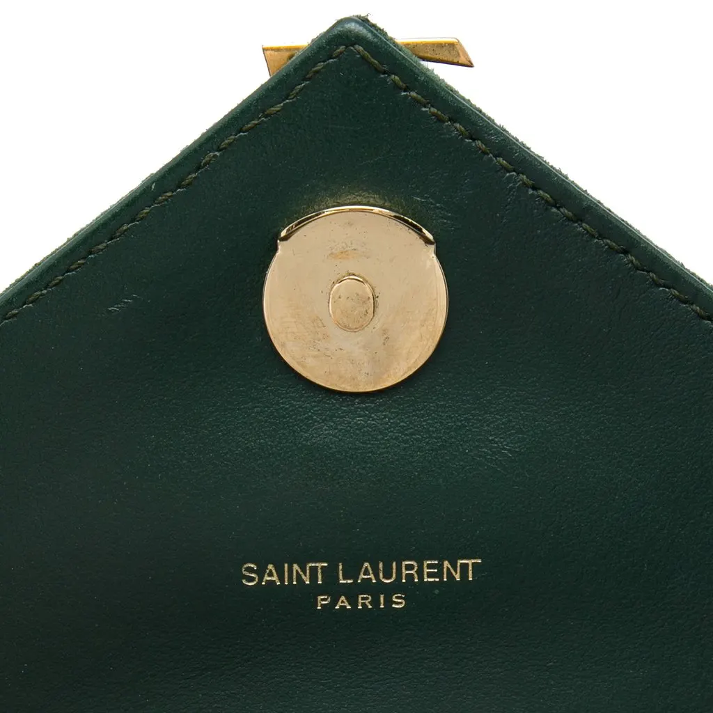 Saint Laurent Medium Chevron Calfskin and Suede Monogram College Satchel Green Leather Very good - Box View