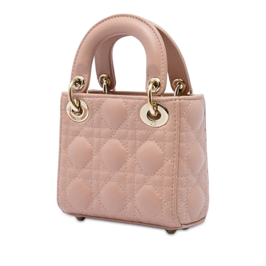 Dior Micro Lambskin Cannage Lady Dior Brown Leather Very good - Back View