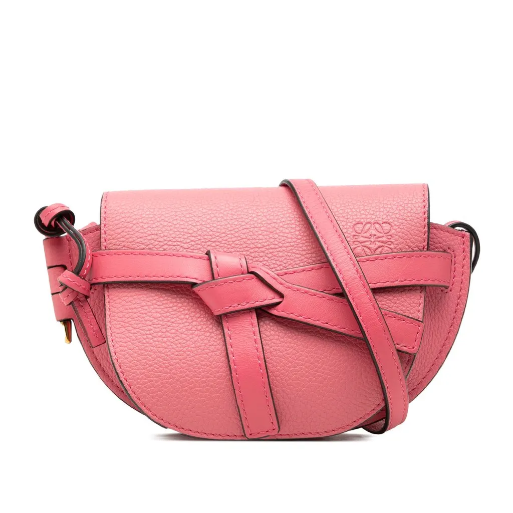 LOEWE Mini Leather Gate Crossbody Pink Leather Very good - Front View