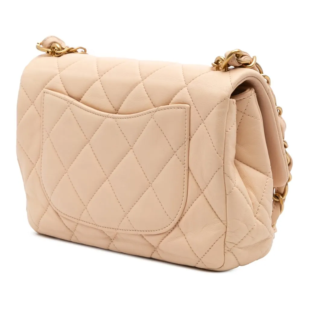 Chanel Quilted Lambskin Fancy Jewel Single Flap Beige Leather Good - Back View