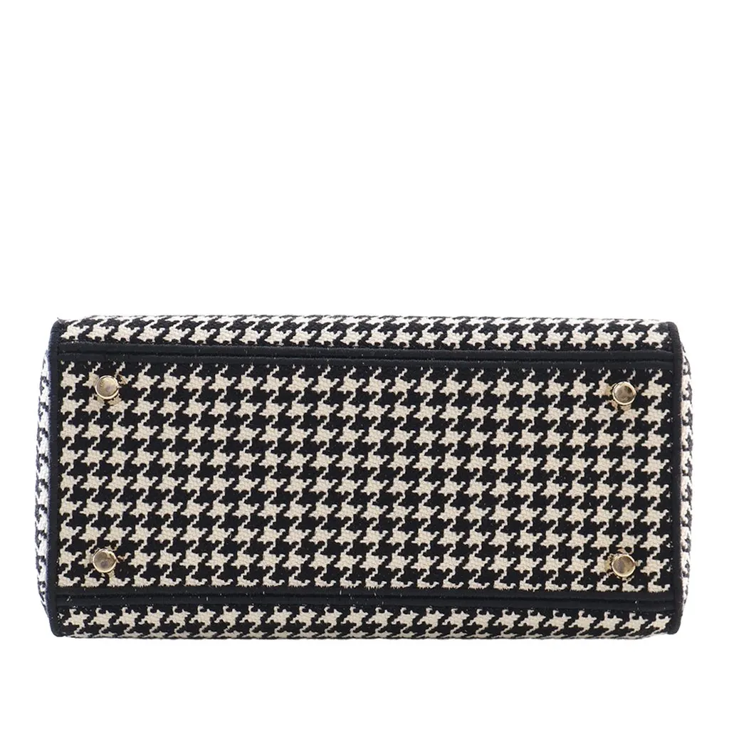 Dior Medium Embroidered Canvas Houndstooth Lady D Lite Black Very good - Box View
