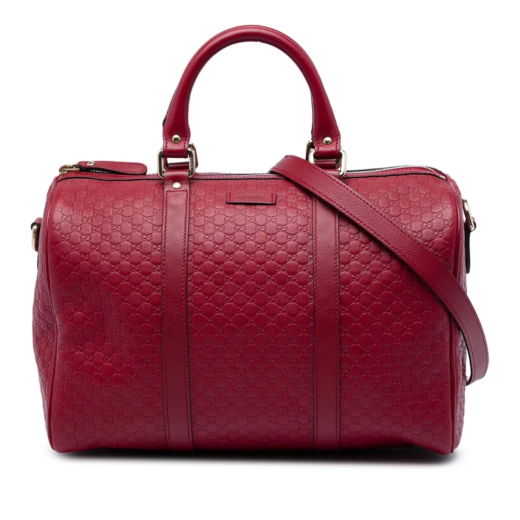 Gucci Medium Microguccissima Boston Bag Red Leather Very good - Front View