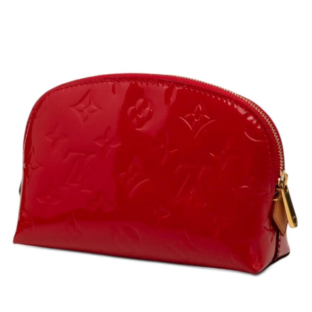 Louis Vuitton Monogram Vernis Cosmetic Pouch Red Leather Very good - Back View