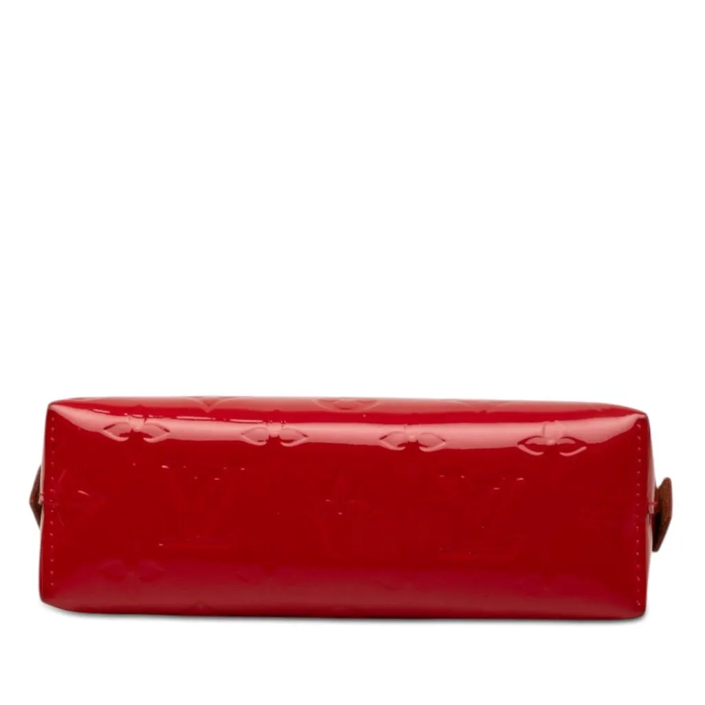 Louis Vuitton Monogram Vernis Cosmetic Pouch Red Leather Very good - Inside View