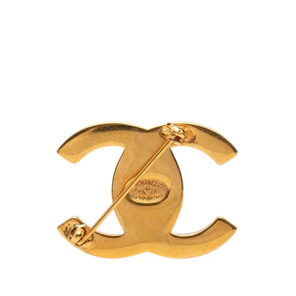 Chanel CC Gold Plated Turnlock Pin Brooch Gold Metal Very good - Back View