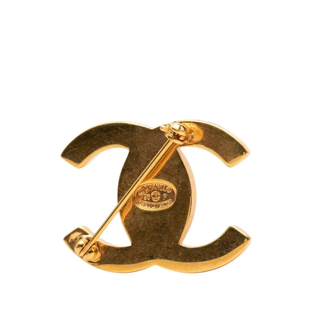 Chanel CC Gold Plated Turnlock Pin Brooch Gold Metal Very good - Inside View